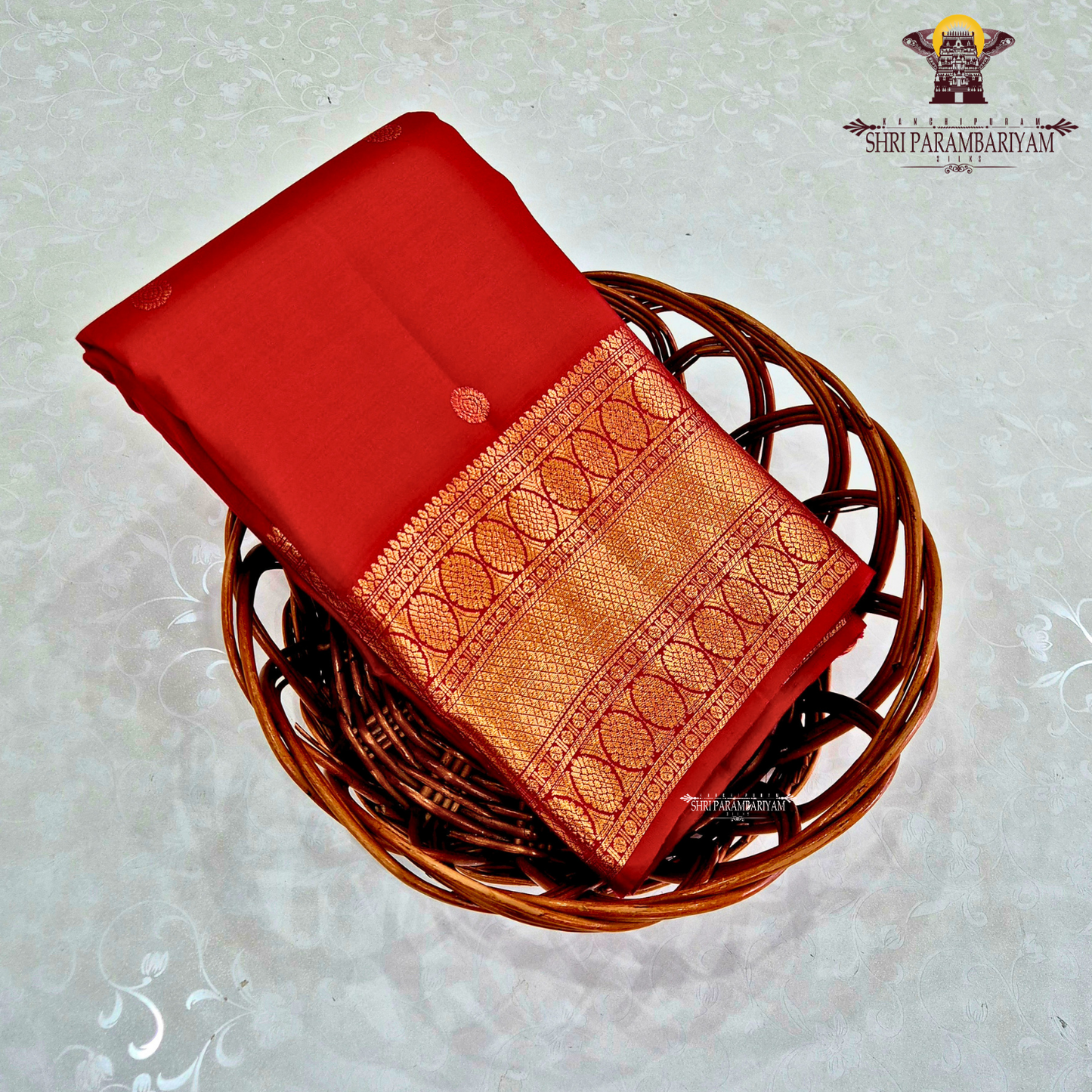 A bright Red with Gold Zari Saree