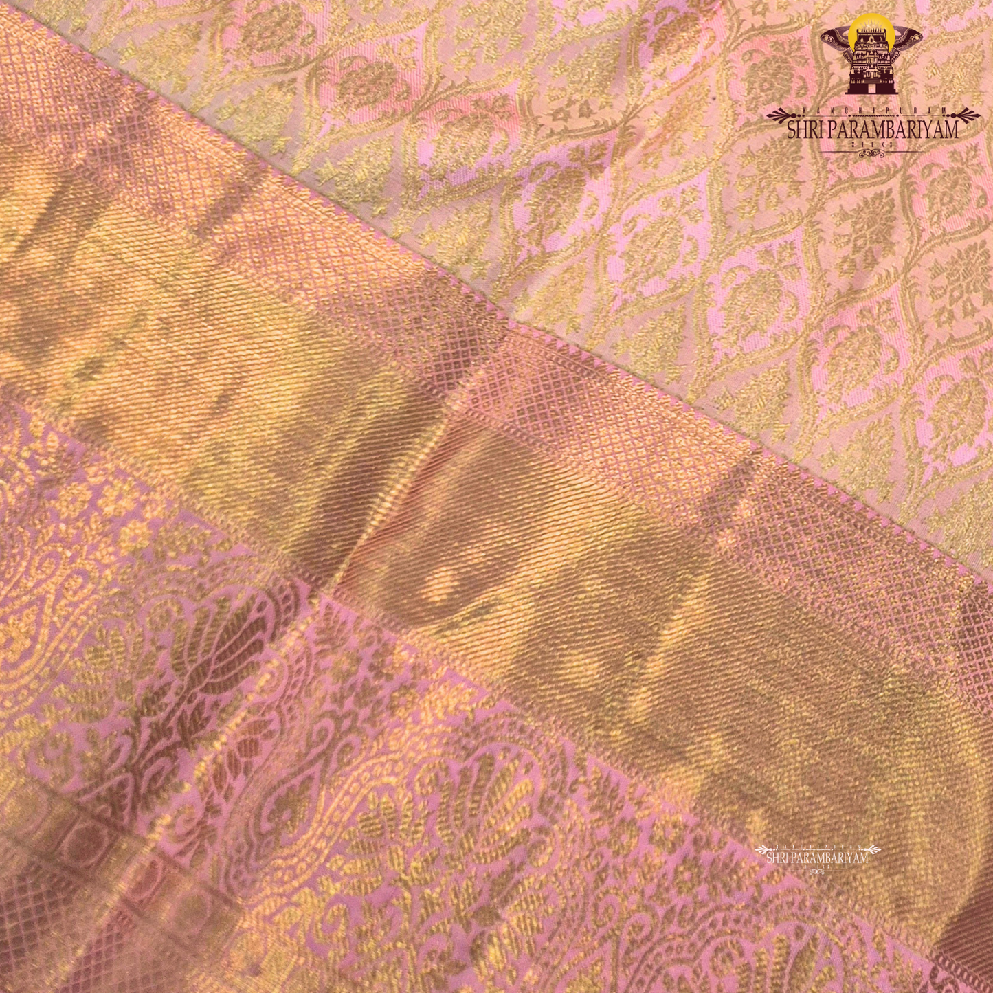 Soft baby pink with antique gold zari Saree