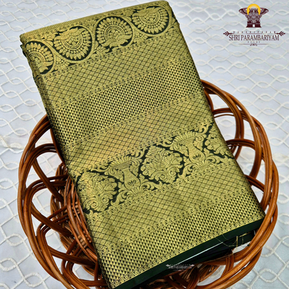 Dark Bottle Green with Rich Antique Gold Zari Saree