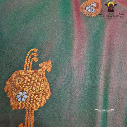 Rich olive green / bottle green base Saree