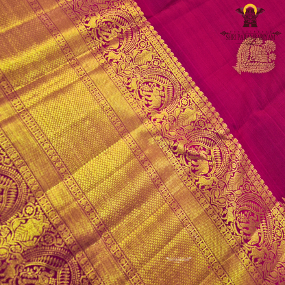 A rich Magenta / Rani Pink with Antique Gold Zari Saree
