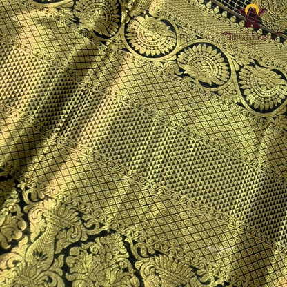 Dark Bottle Green with Rich Antique Gold Zari Saree