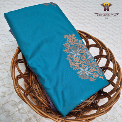 Elegant teal blue / peacock blue Saree