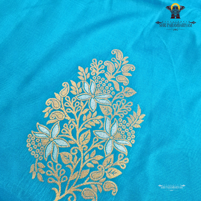 Elegant teal blue / peacock blue Saree