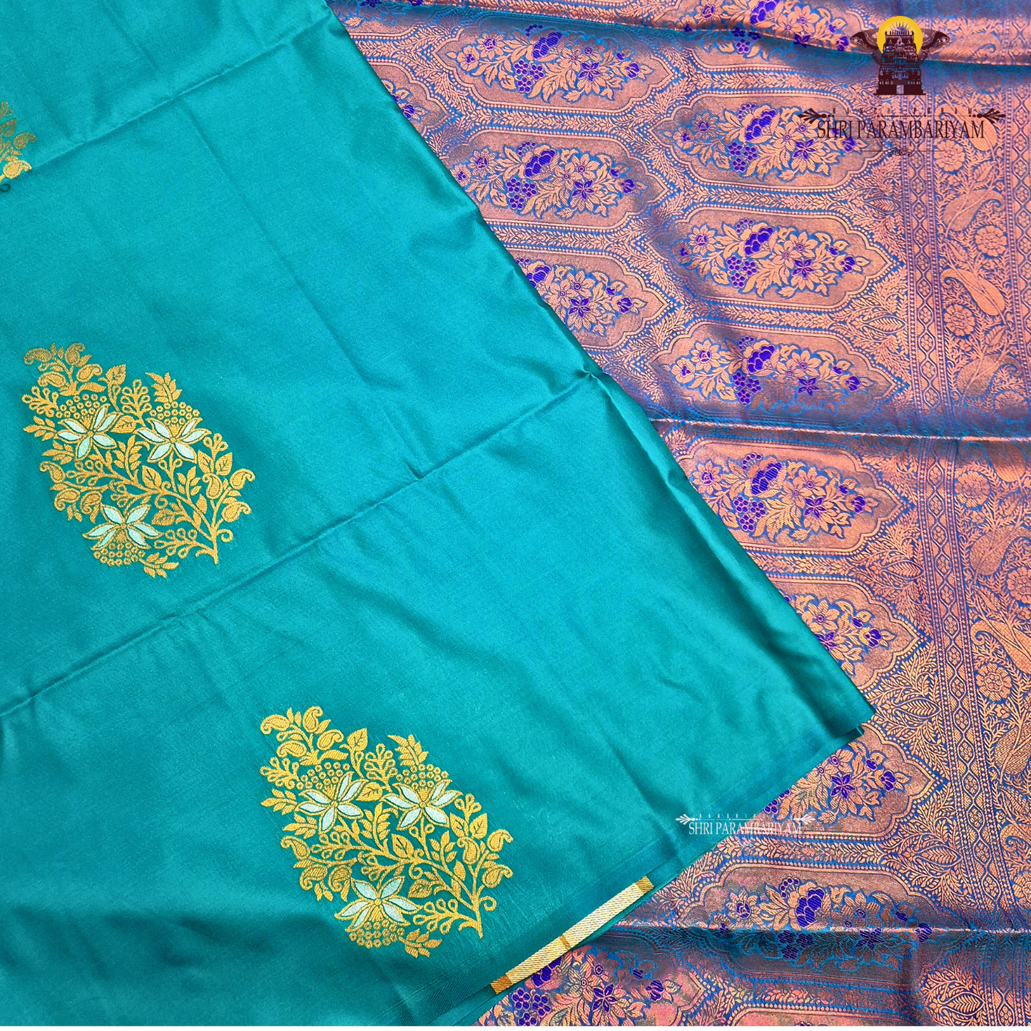 Elegant teal blue / peacock blue Saree