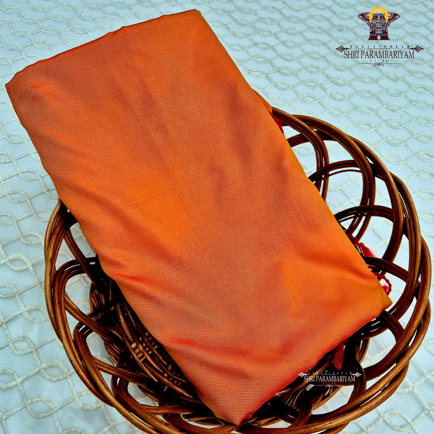 Bright burnt orange / copper orange Saree