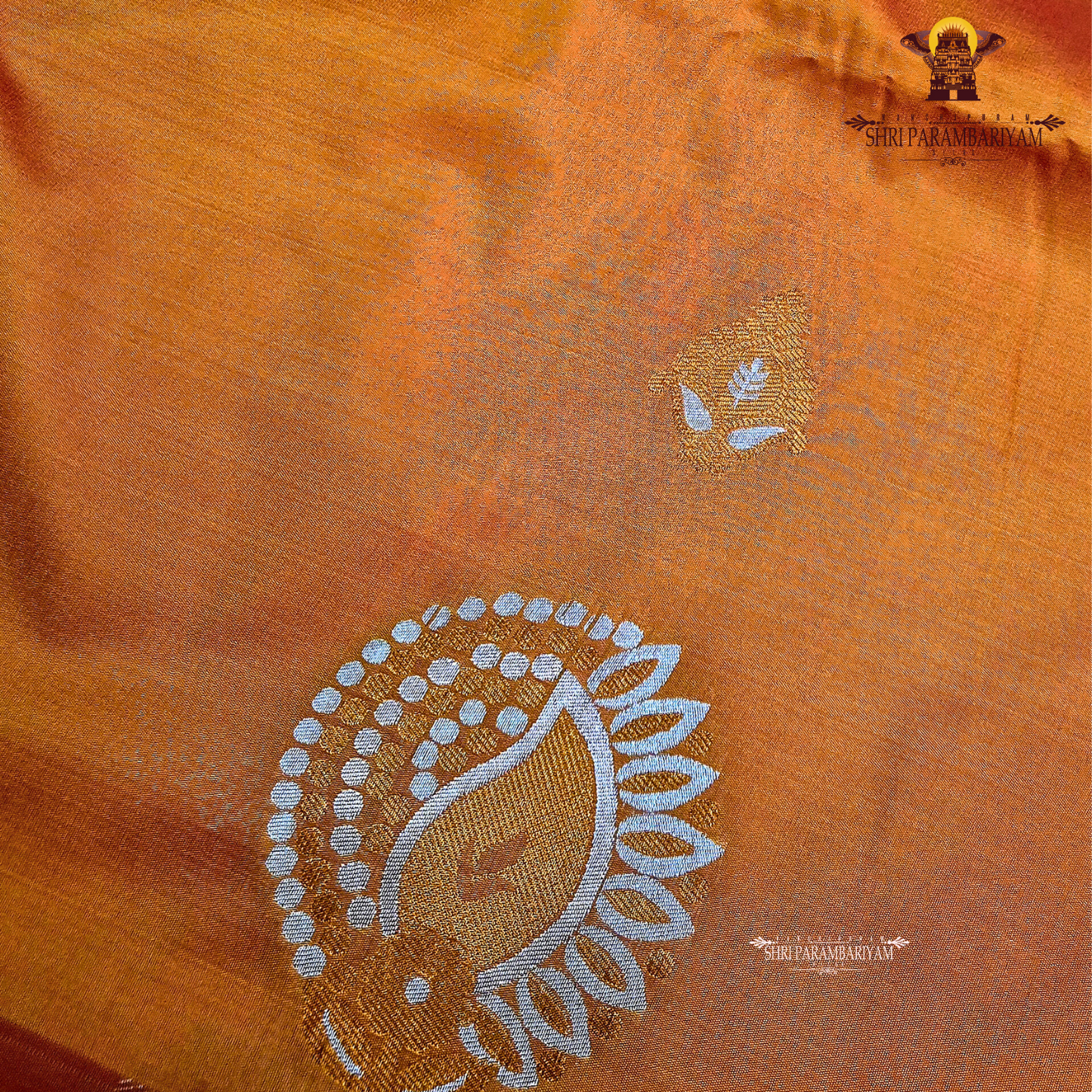 Bright burnt orange / copper orange Saree