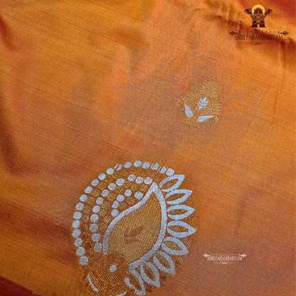 Bright burnt orange / copper orange Saree