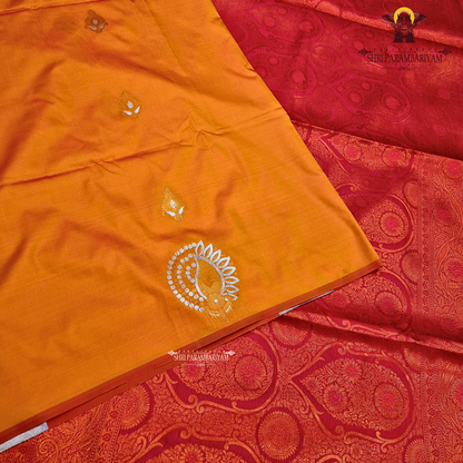 Bright burnt orange / copper orange Saree