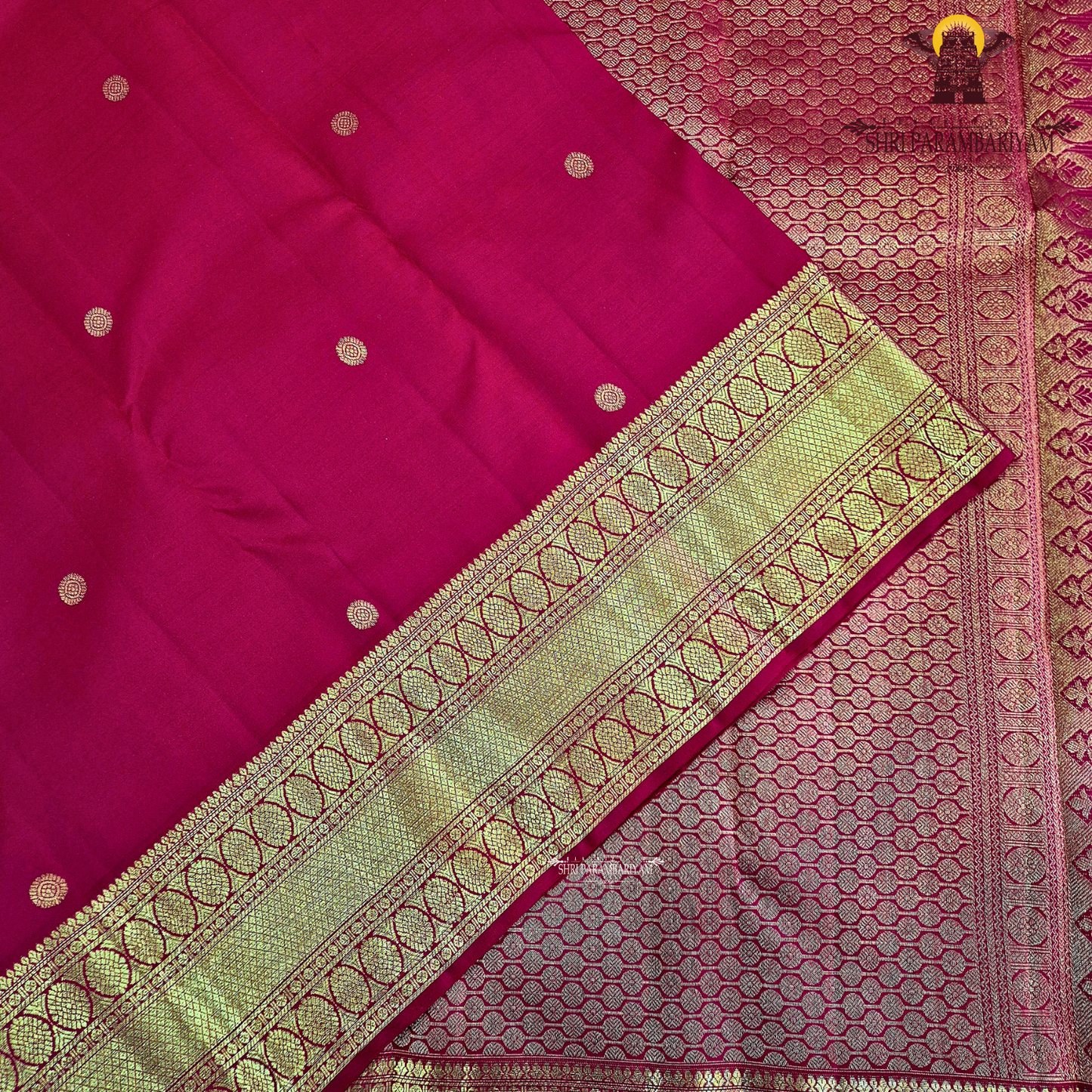 A bright Red with Gold Zari Saree