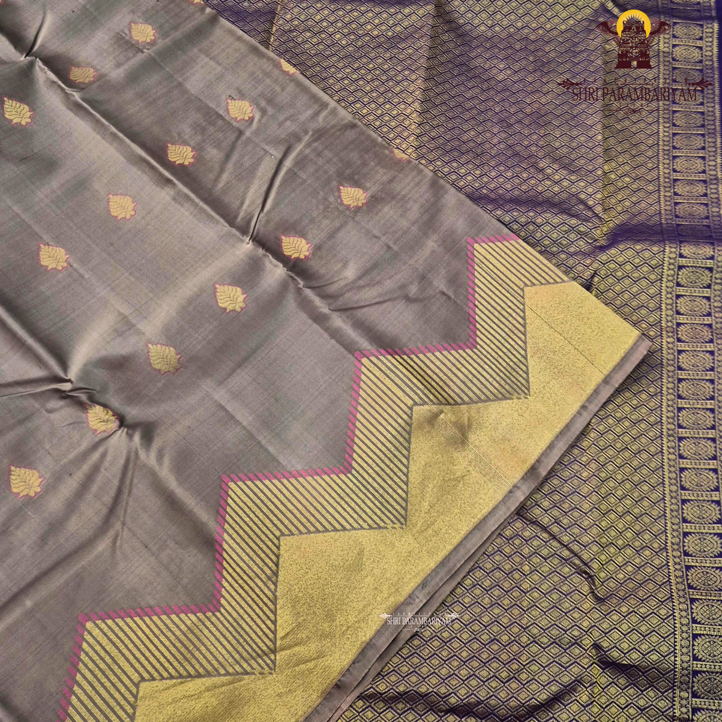 A classy ash brown (smoky taupe Saree