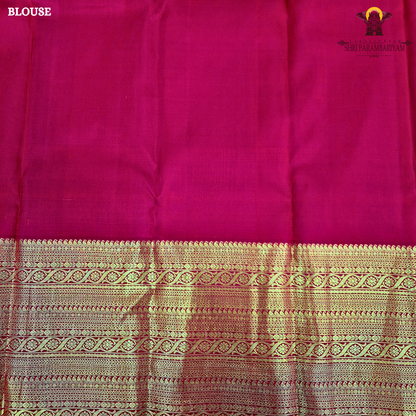 A vibrant Classic Vermilion Red / Bridal Red shade, beautifully complemented Saree