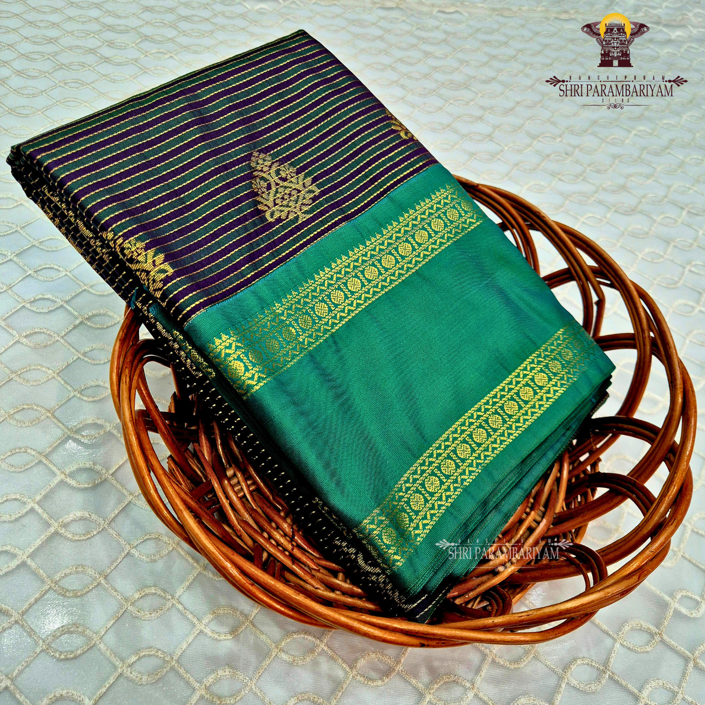Deep Purple With Emerald Green Fancy Saree