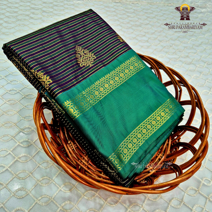 Deep Purple With Emerald Green Fancy Saree