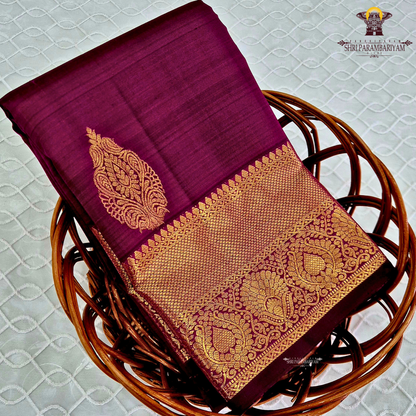 A captivating Royal Magenta Purple shade, adorned with an elegant gold zari Saree
