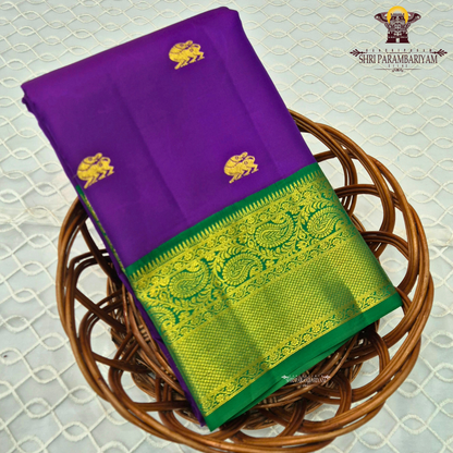 Astunning royal purple body adorned with beautifully woven traditional Saree