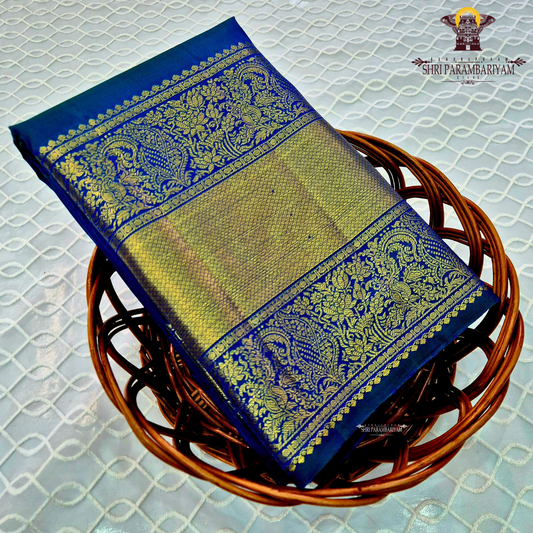 A elegant Royal Blue with Rich Gold Zari Saree