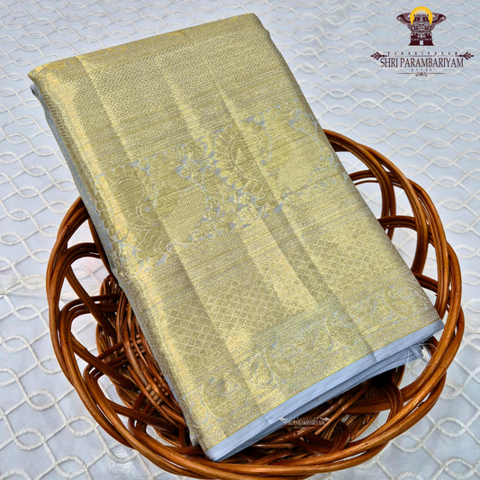 Elegant powder blue (pastel ice blue) shade is beautifully enhanced Saree