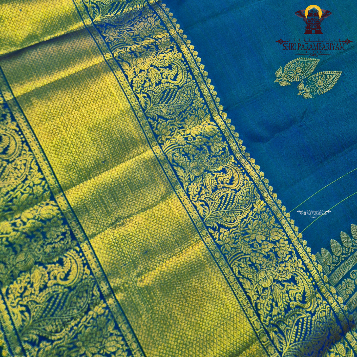 A elegant Royal Blue with Rich Gold Zari Saree