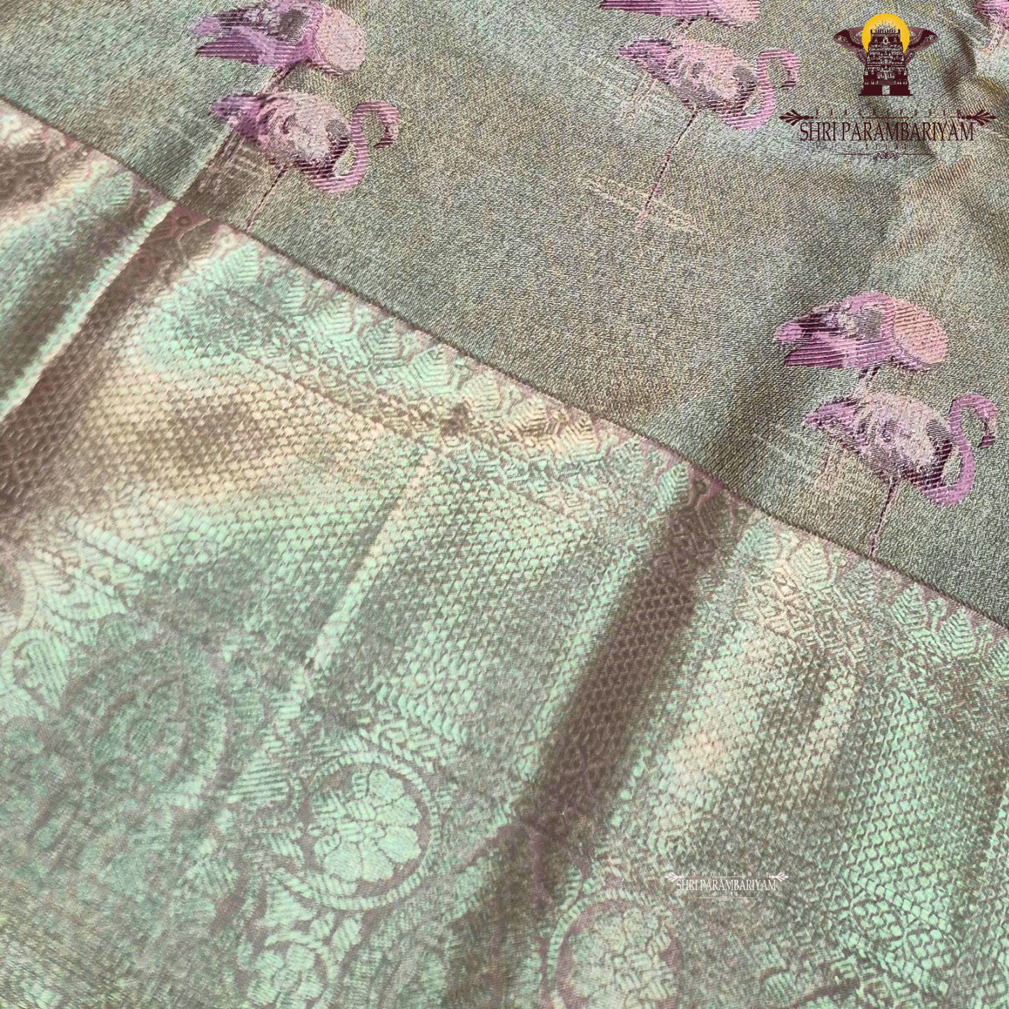 Subtle Pastel Gold / Antique Gold with Soft Pink motifs Saree