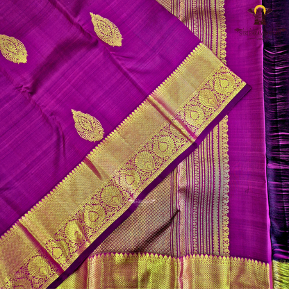 A captivating Royal Magenta Purple shade, adorned with an elegant gold zari Saree