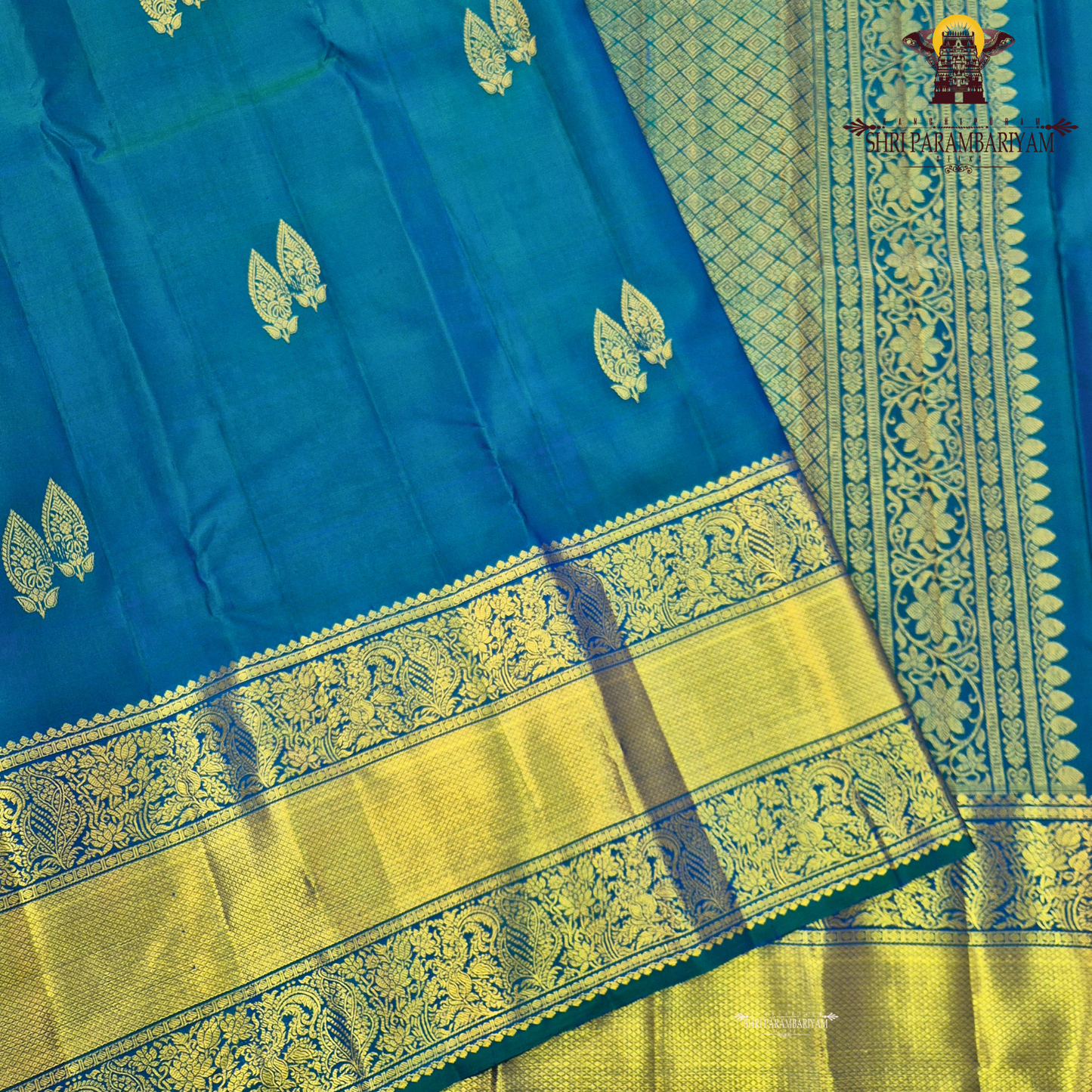 A elegant Royal Blue with Rich Gold Zari Saree