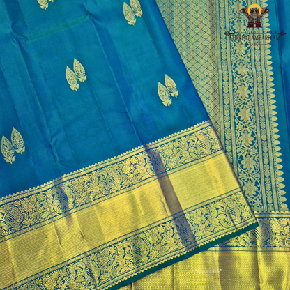 A elegant Royal Blue with Rich Gold Zari Saree
