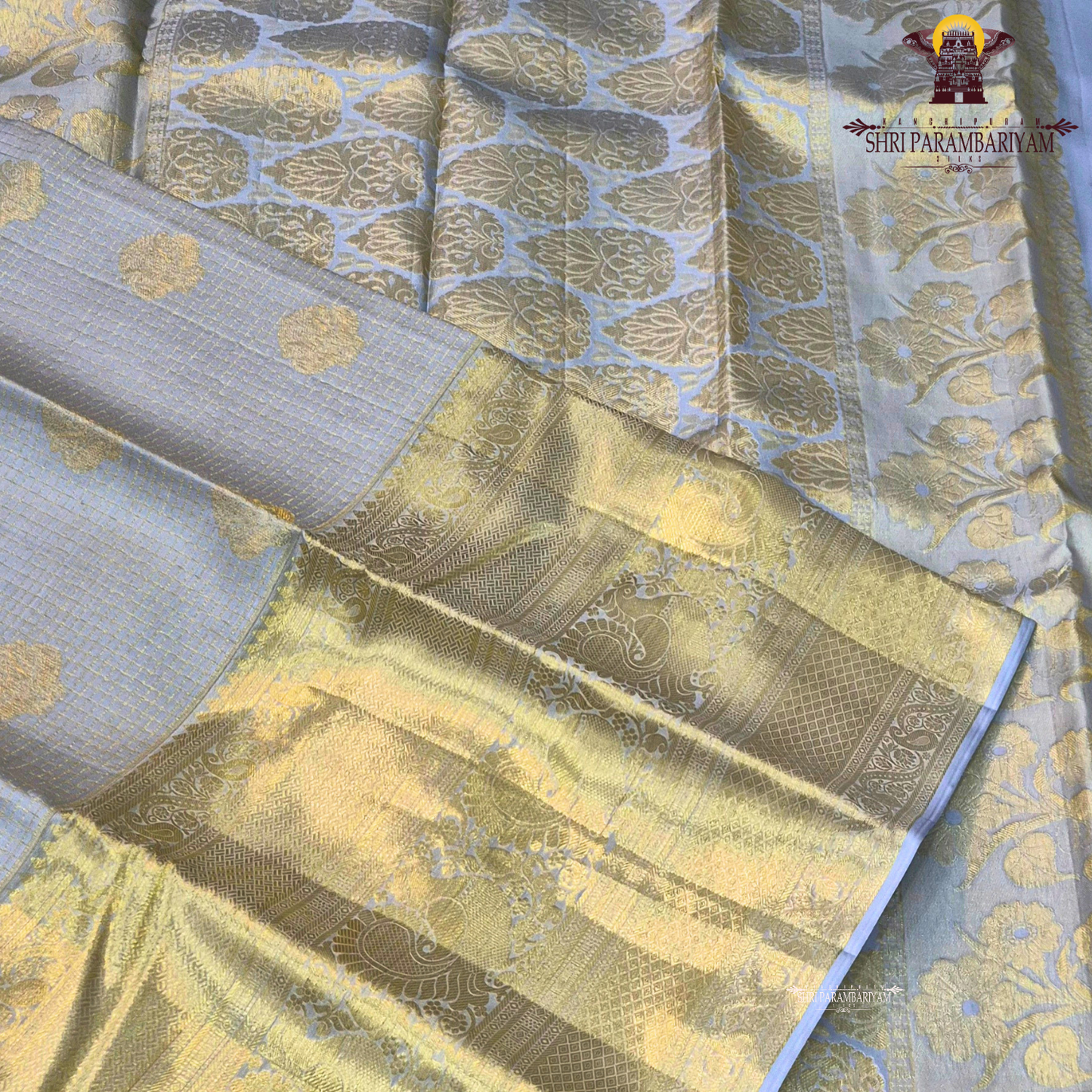 Elegant powder blue (pastel ice blue) shade is beautifully enhanced Saree