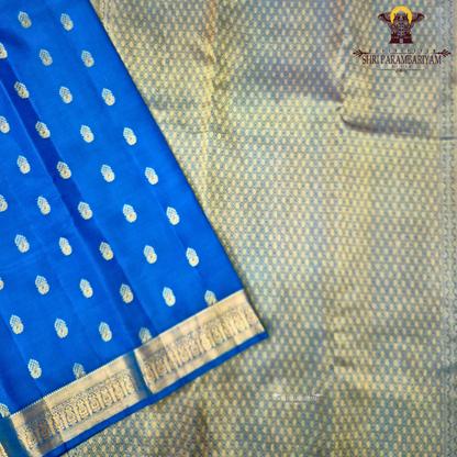 A rich Sky Blue with Gold Zari Saree