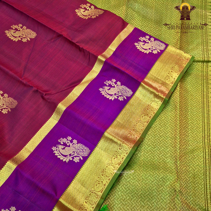 A elegant dual-tone royal purple with deep pink (rani/magenta) contrast Saree