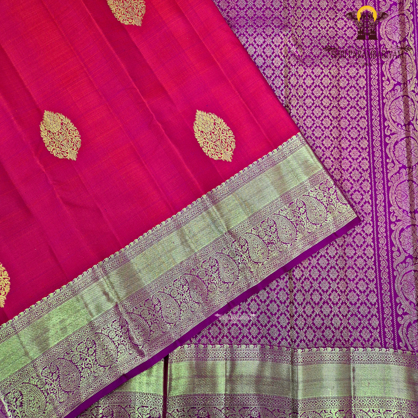 A rich and vibrant bright red with slight crimson undertones Saree