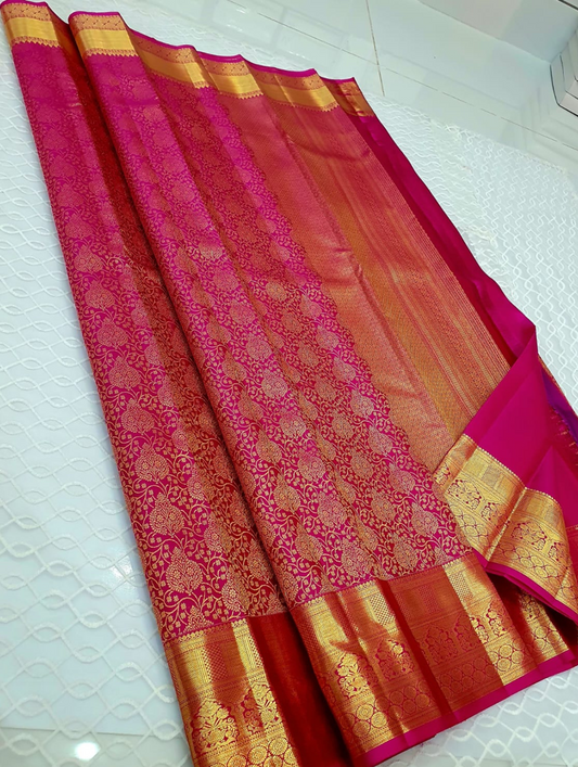 Radiant Rani Pink Bridal Kanjivaram Silk Saree