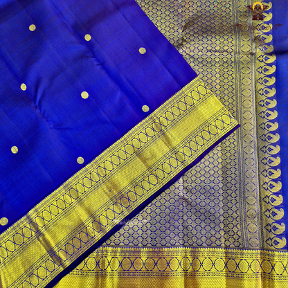 A royal Blue / Deep Electric Blue with Rich Gold Zari Saree