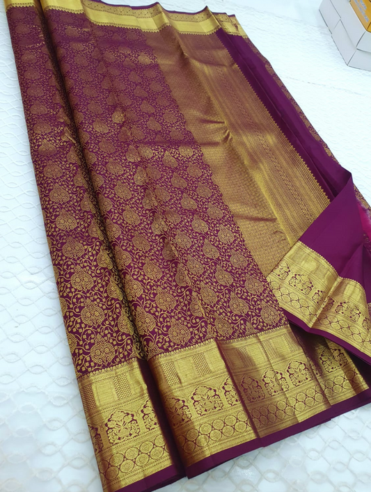 Graceful Magenta Bridal Kanjivaram Silk Saree
