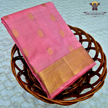 A Soft Pink with Gold Zari Saree