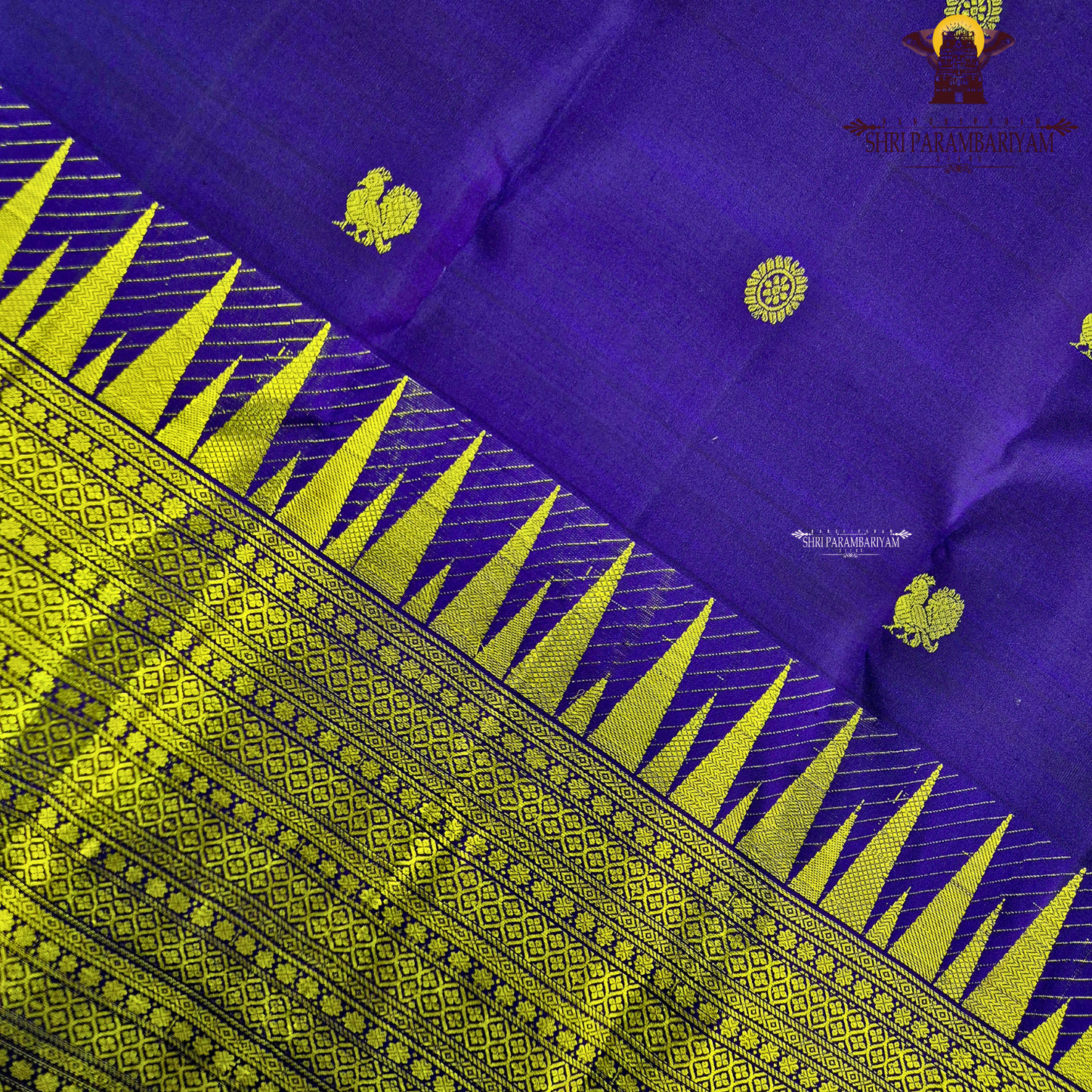 A royal Blue with rich Gold zari work Saree