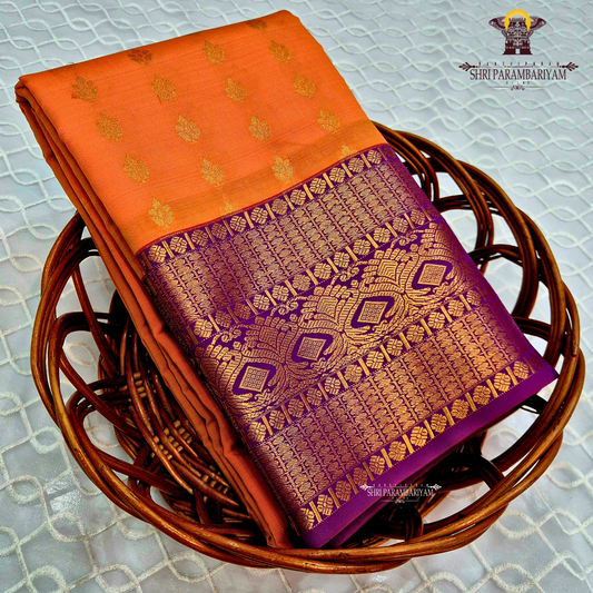 Warm burnt orange / temple orange Saree