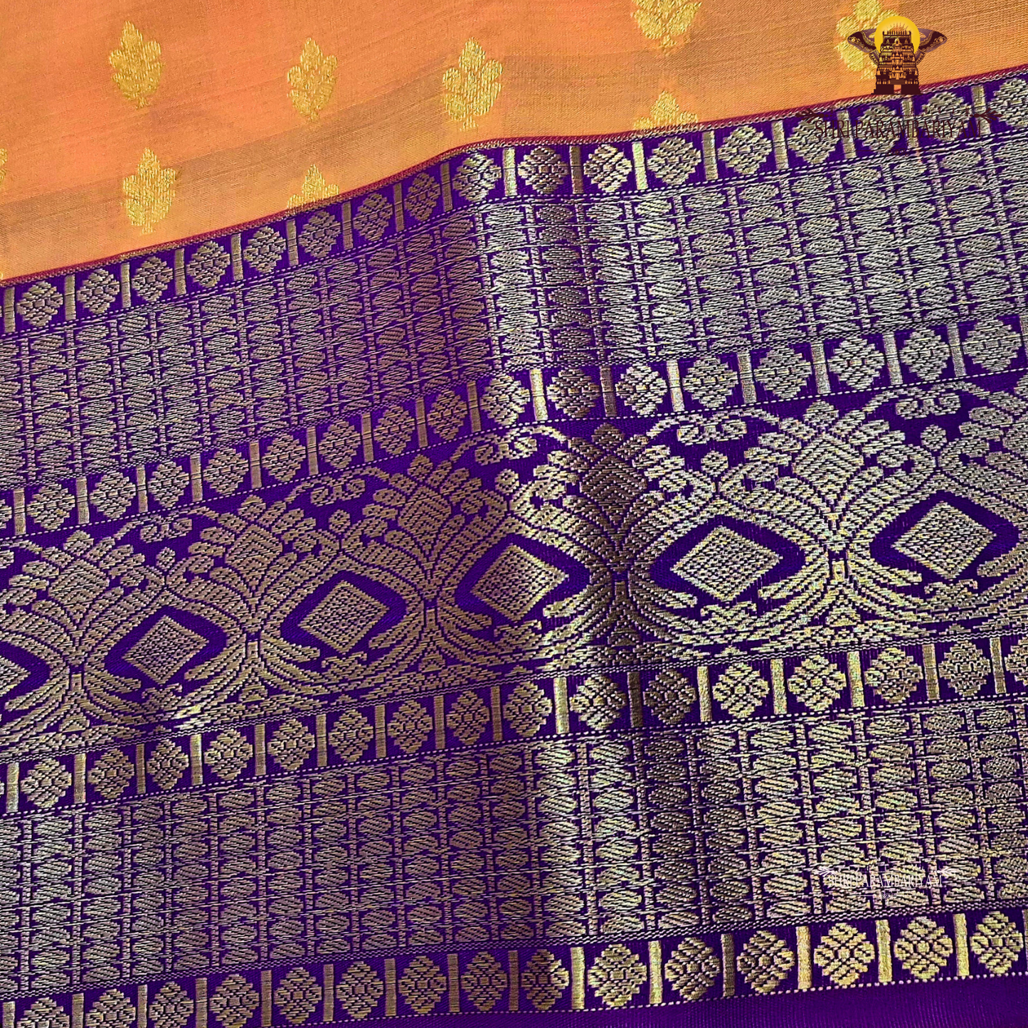 Warm burnt orange / temple orange Saree