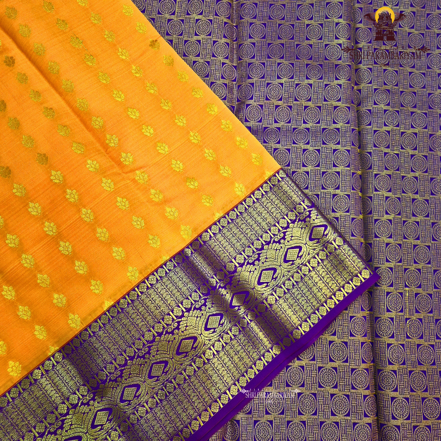 Warm burnt orange / temple orange Saree