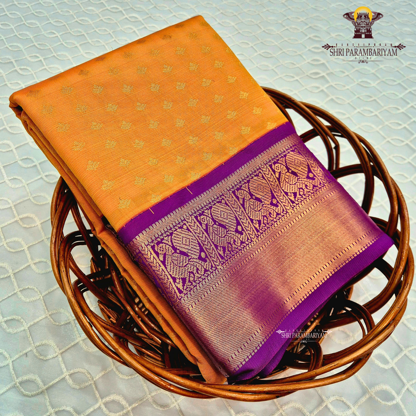 Bright mustard orange / marigold orange Saree