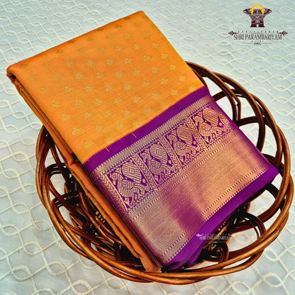 Bright mustard orange / marigold orange Saree