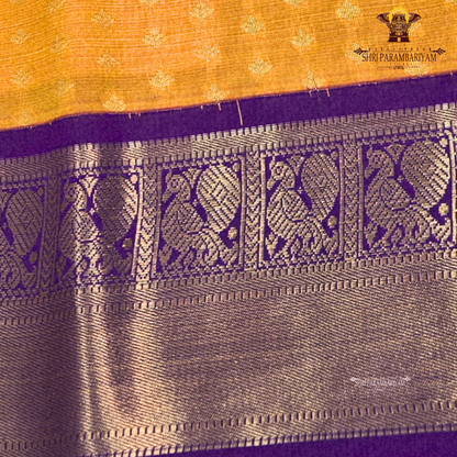 Bright mustard orange / marigold orange Saree