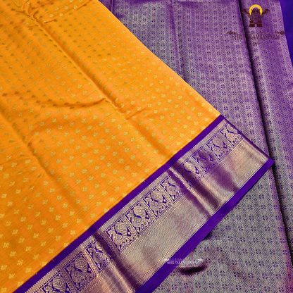 Bright mustard orange / marigold orange Saree