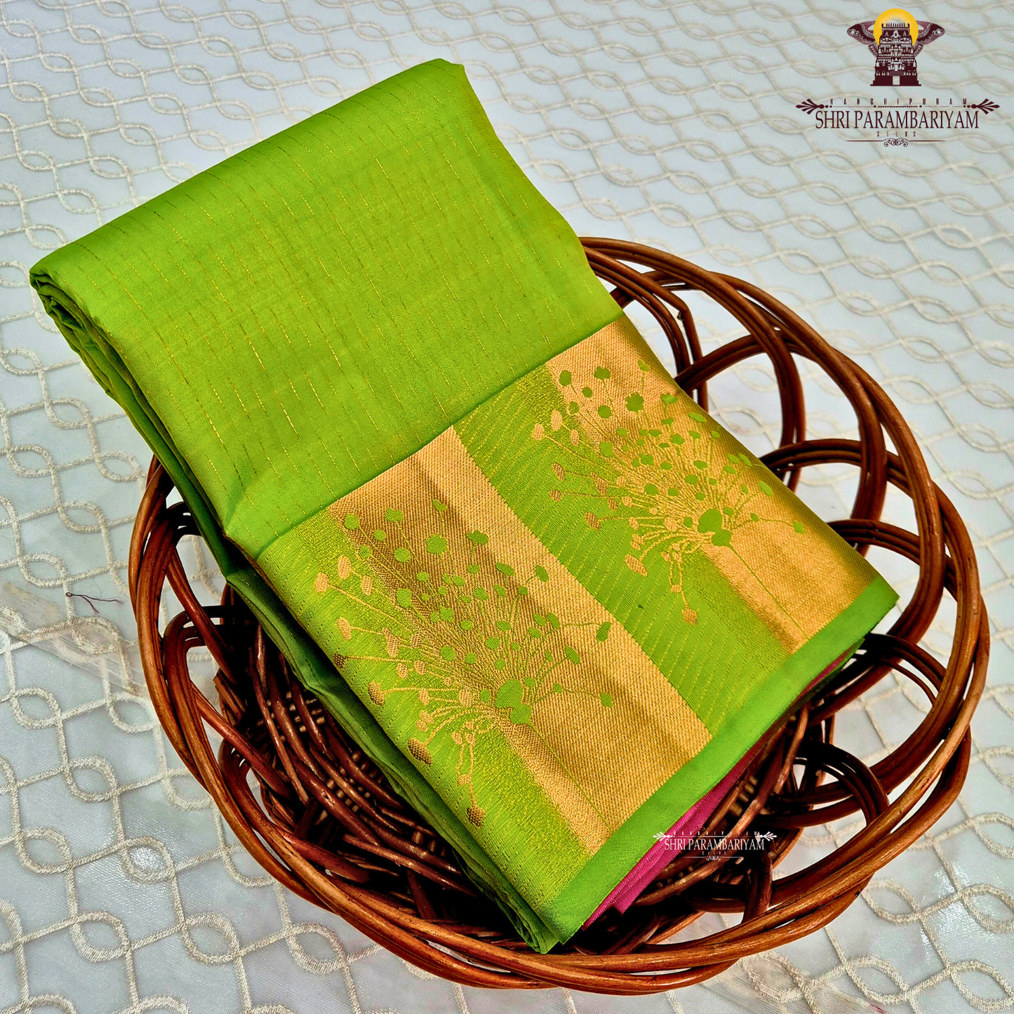 Bright Parrot Green / Lime Green Saree
