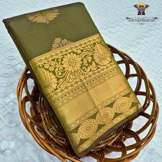 Deep Olive Green Saree