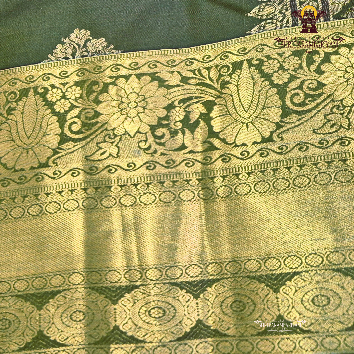 Deep Olive Green Saree