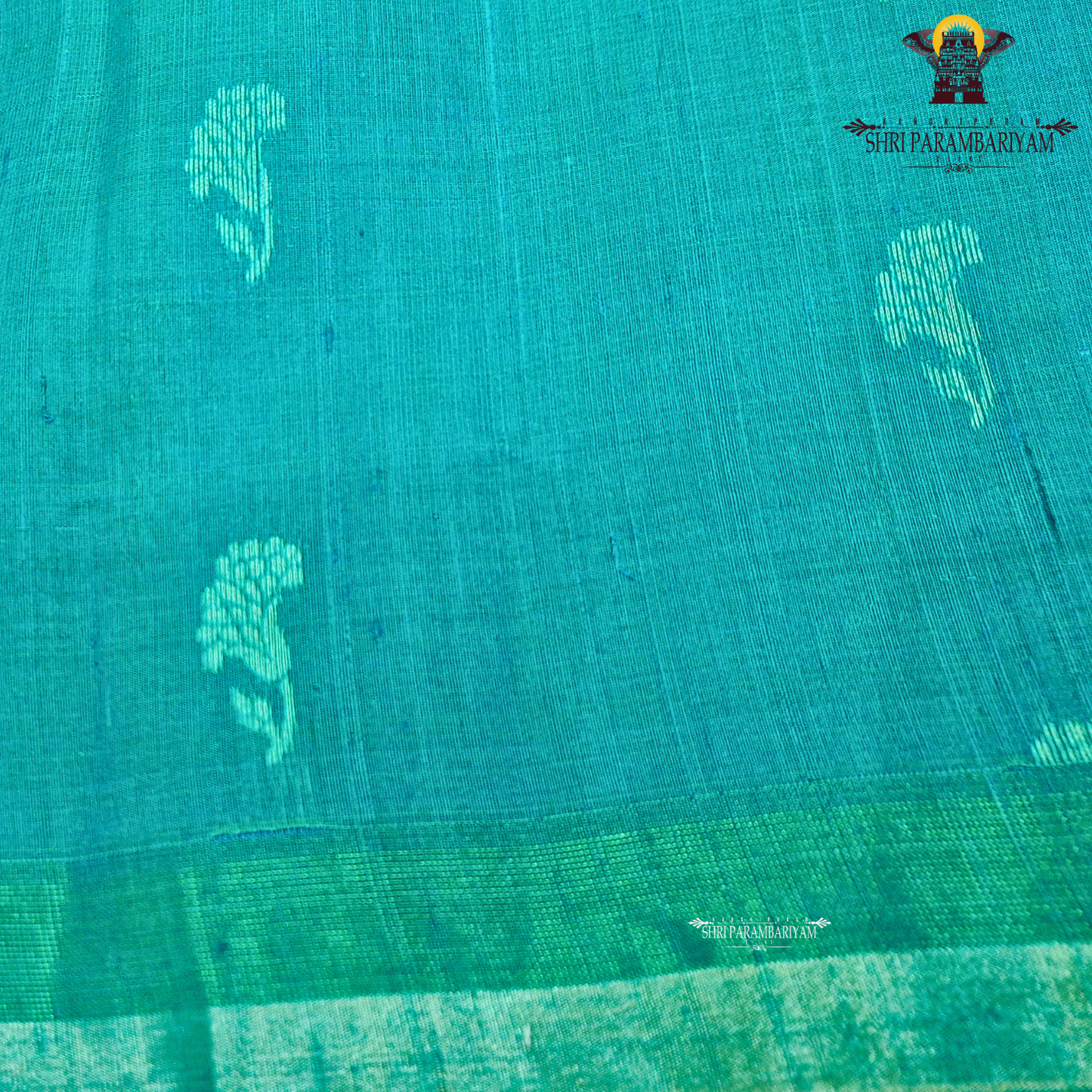 A rich peacock teal green shade that beautifully blends vibrance with elegance Saree
