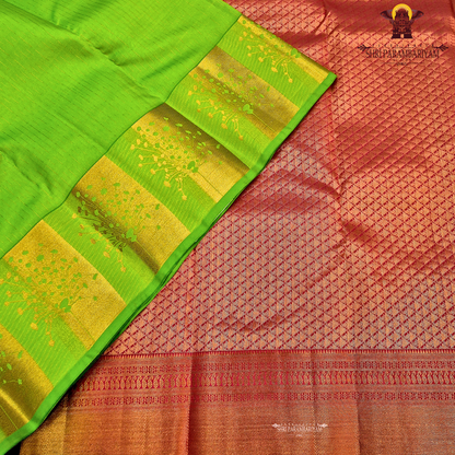 Bright Parrot Green / Lime Green Saree