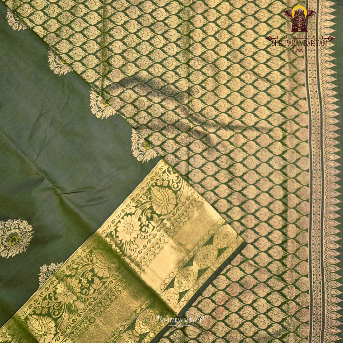 Deep Olive Green Saree