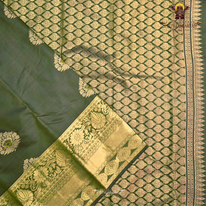 Deep Olive Green Saree